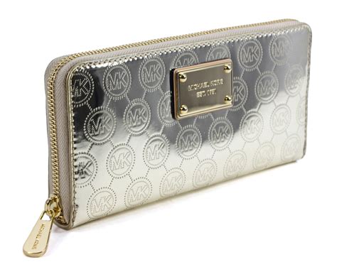 michael kors mirror metallic zip around wallet|Michael Kors phone wallet crossbody.